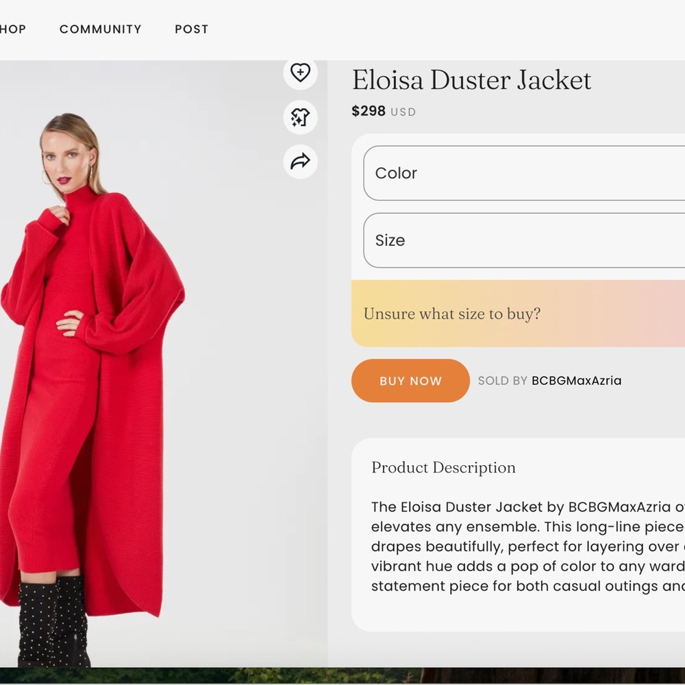 BCBGMaxAzria Eloisa Duster Jacket